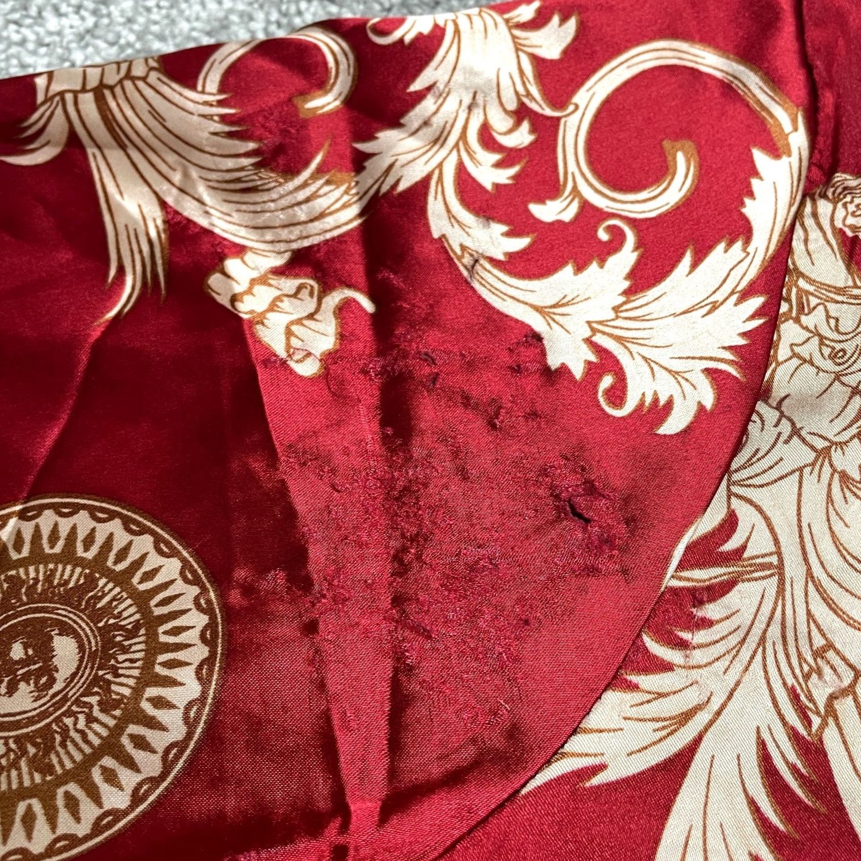Vintage Unbranded Satin Open Front Kimono Robe Womens XXXL Red Floral Sleeve Long Red Gold Pattern Vintage: No Size ONE SIZE - 3 Thumbnail