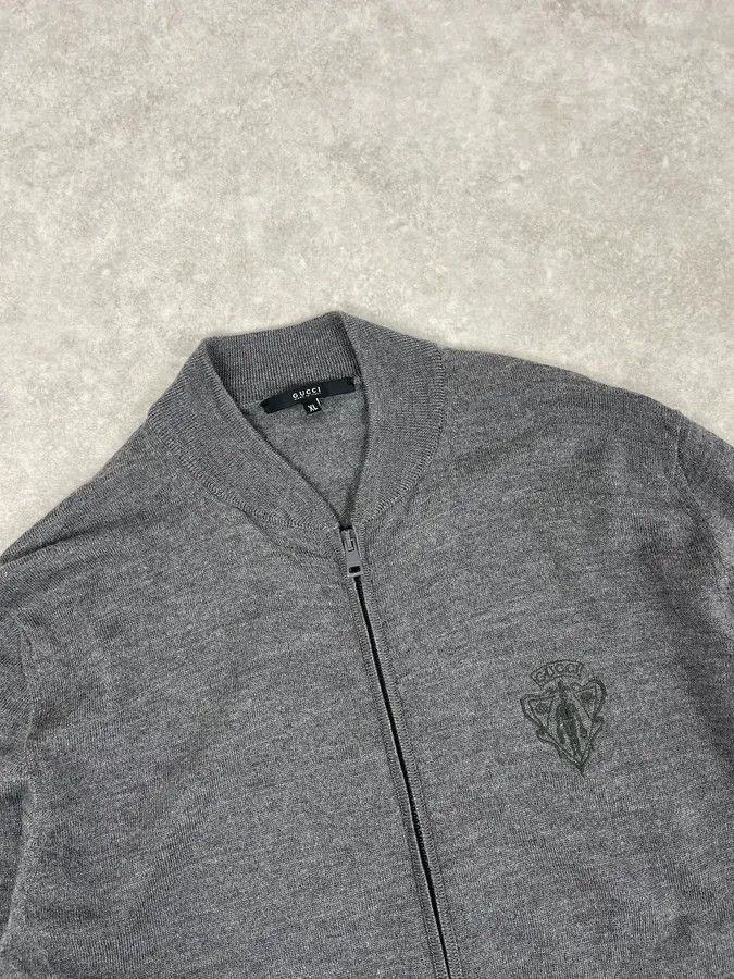 Gucci AW2010 Gucci Dark Grey Wool Embroidered Logo Zip-up Sweater Size US M / EU 48-50 / 2 - 5 Thumbnail