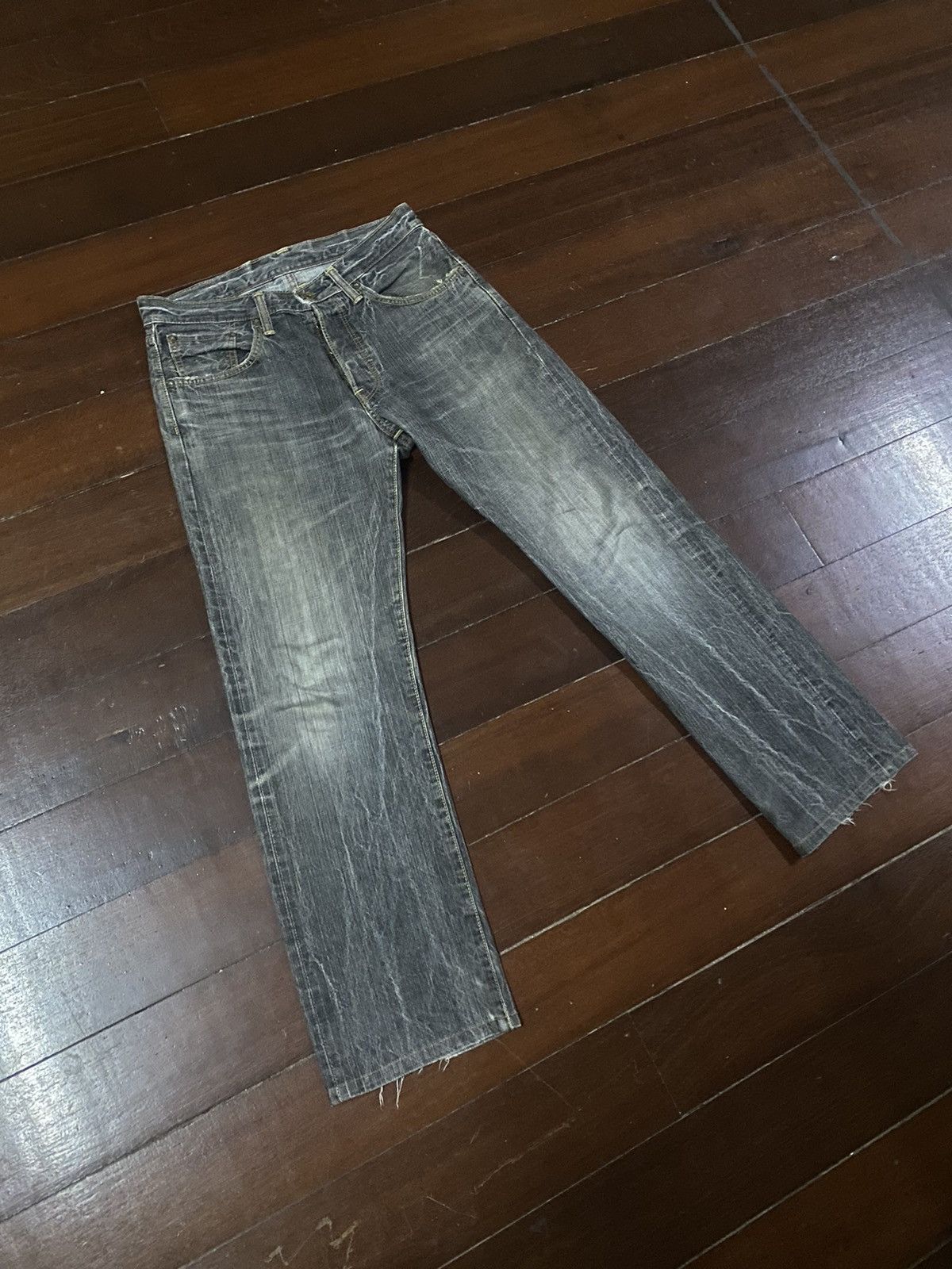 Edwin Vintage Edwin 505 BXX Selvedge FLARE JEANS THUNDER Size US 33 - 2 Thumbnail