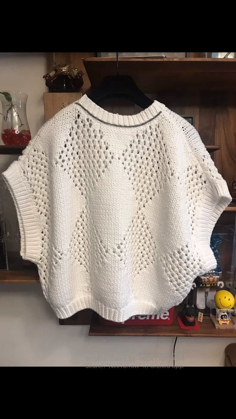 Brunello Cucinelli Brunello Cucinelli Knitted sweater, wide white knitting pa Size M / US 6-8 / IT 42-44 - 2 Thumbnail