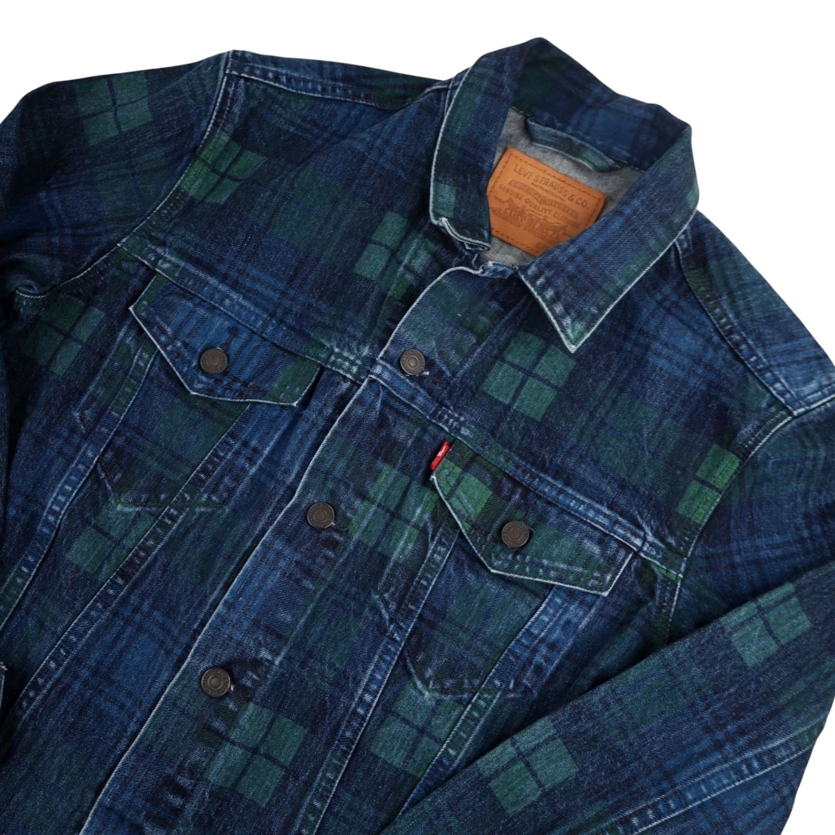 Levi's VINTAGE Levi's Painted Plaid Denim Jacket Men Jacket Blue 21"x26" Reg M Mens Jacket Denim Blue Jeans Coat Size US M / EU 48-50 / 2 - 2 Thumbnail