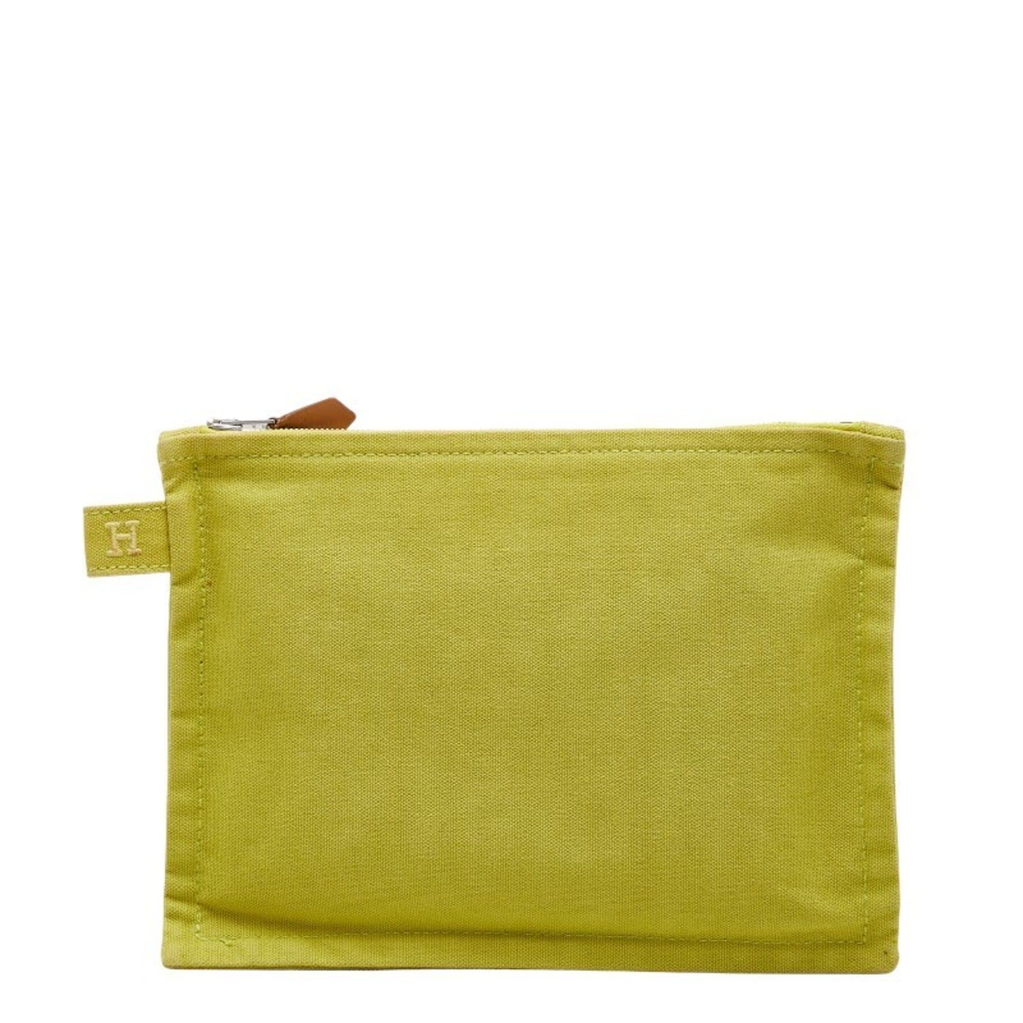 Hermes Hermès Bora PM (Small) Pouch, Green Cotton, Women's, HERMES Size ONE SIZE - 1 Thumbnail
