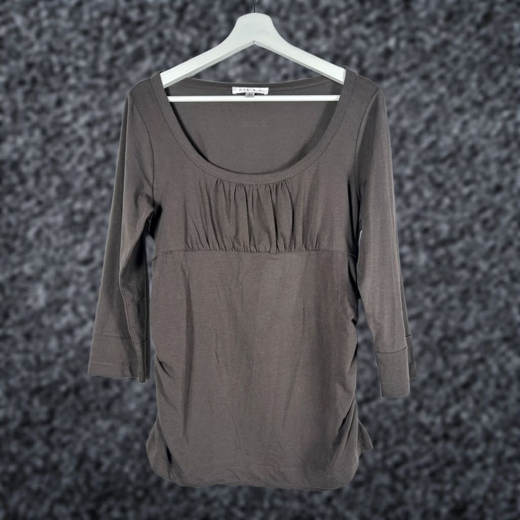 Vintage CAbi Olive 3/4 Sleeve Ruched Scoop Neck Top Large Stretchy Cotton Blend Shirt Adult Large Olive Ruched Scoop Neck 3/4 Sleeve Womens Size L / US 10 / IT 46 - 1 Thumbnail