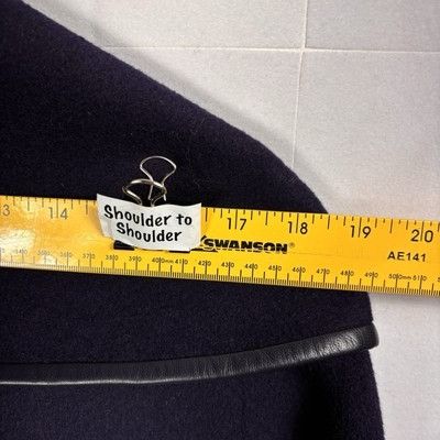 St. John St. John Womens Sz L Navy Wool Angora Cashmere Coat Leather Size L / US 10 / IT 46 - 6 Thumbnail