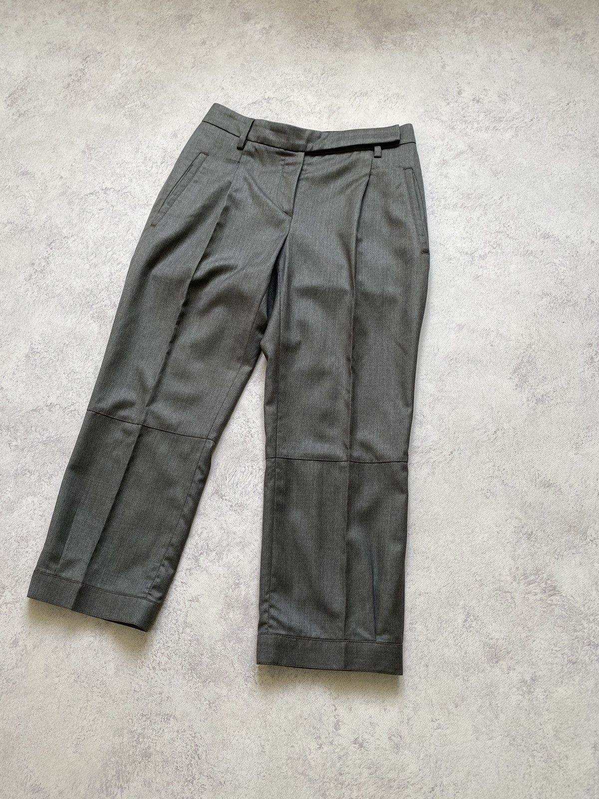 Brunello Cucinelli Gunex By Brunello Cucinelli Grey Wool Cropped Trousers Pants Size 27" / US 4 / IT 40 - 2 Thumbnail