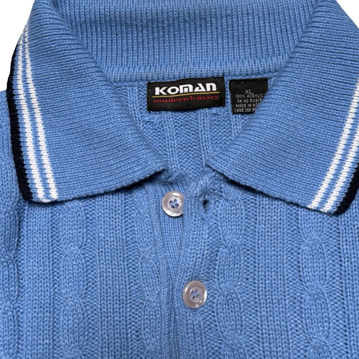 Other Vintage Y2K Koman Cable Knit Polo Shirt Short Sleeve XL Size US XL / EU 56 / 4 - 3 Thumbnail