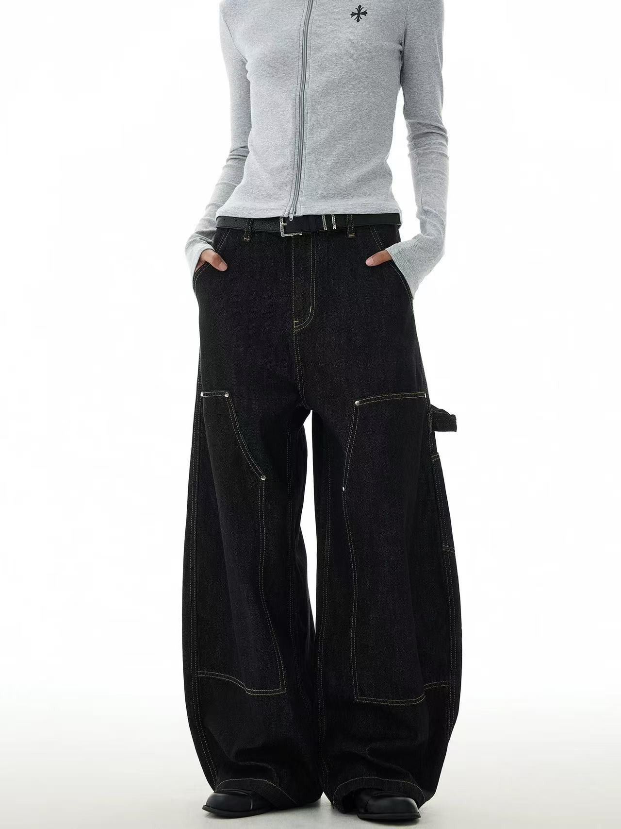 Japanese Brand Retro Men's Loose Casual Wide-Leg Workwear Curved Jeans Size US 32 / EU 48 - 4 Thumbnail