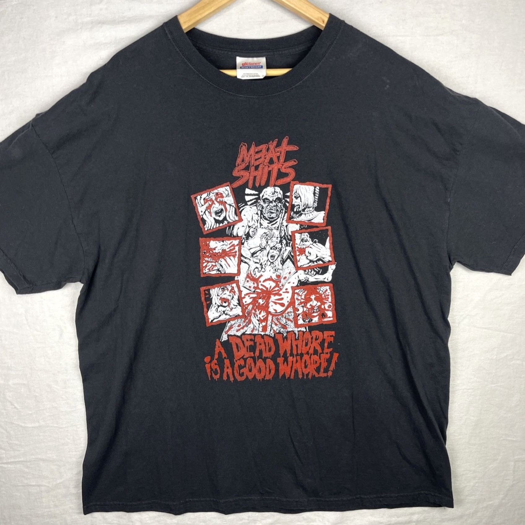Hanes MeatShits Shirt Mens 2XL Black Death Metal Grindcore Band Tee Short Sleeve Shirt Mens Shirt 2XL Black Death Metal Grindcore Band Tee Short Sleeve Size US XXL / EU 58 / 5 - 2 Thumbnail