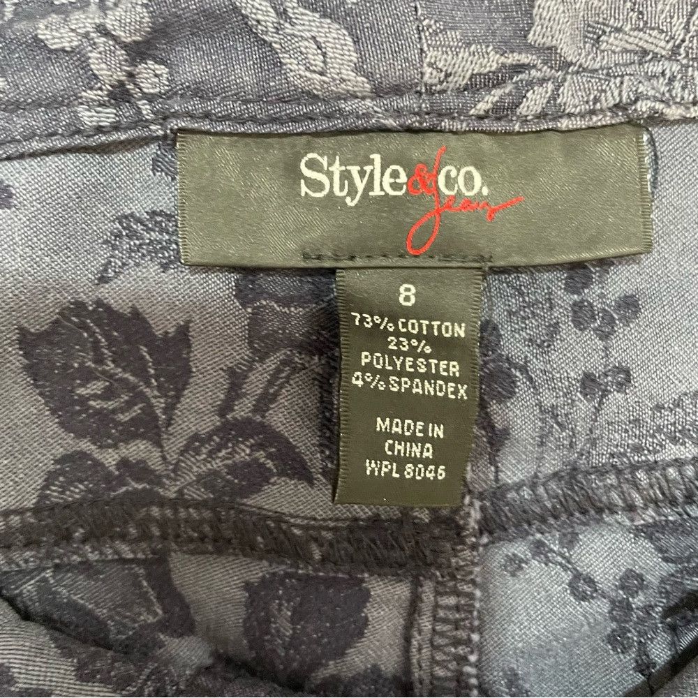 Other Style & Co Blue Denim Floral Pattern Crop Jeans Size 8 Size 30" / US 8 / IT 44 - 7 Thumbnail