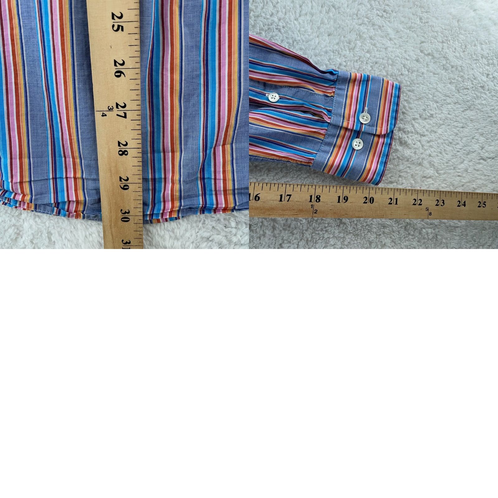 Faconnable Faconnable Shirt Mens L Colorful Striped Long Sleeve Collared Button-Down Size US L / EU 52-54 / 3 - 8 Thumbnail