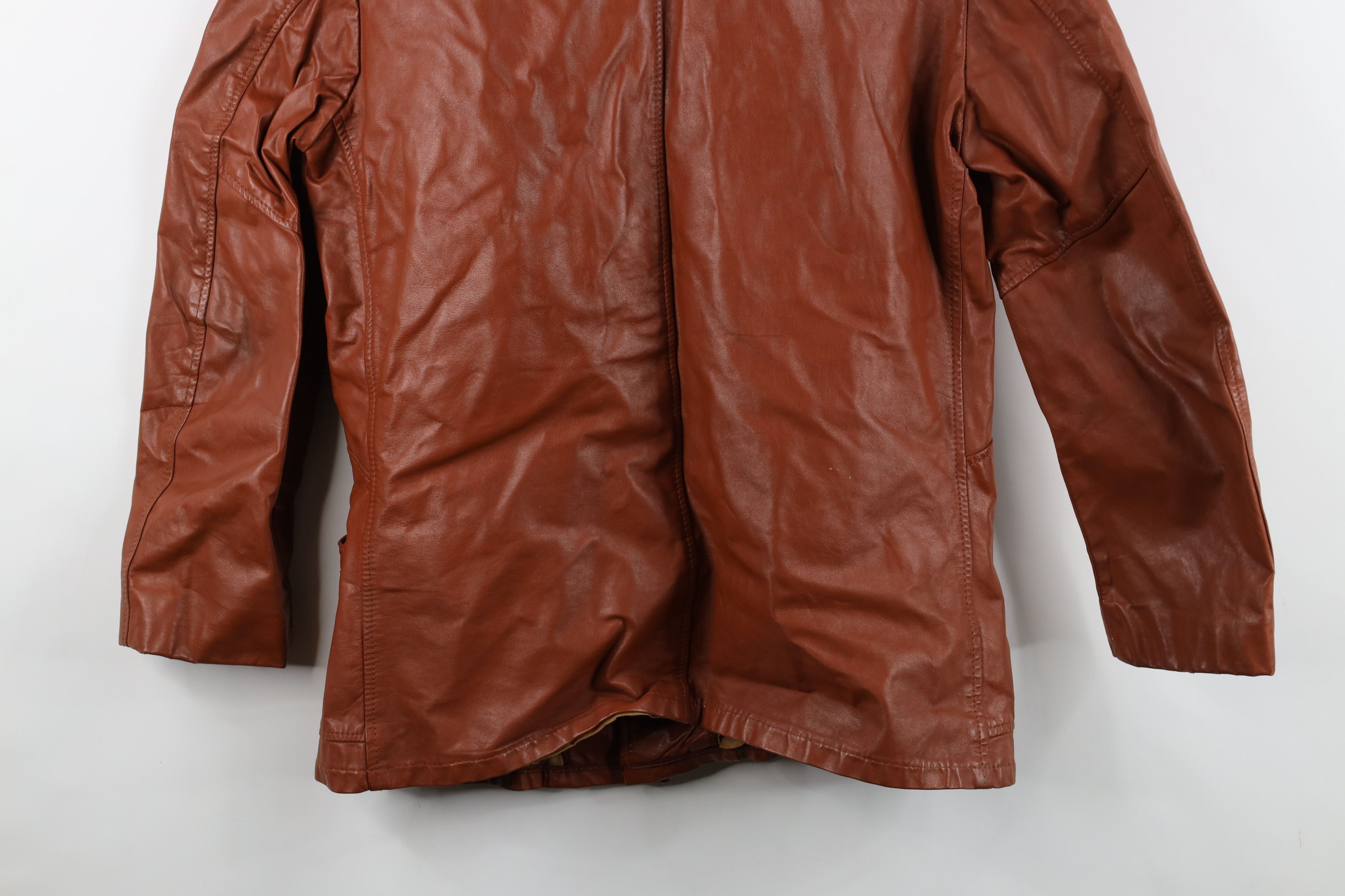 Vintage Vintage 70s Streetwear Lined Leather Button Jacket Brown USA Size US XL / EU 56 / 4 - 15 Thumbnail