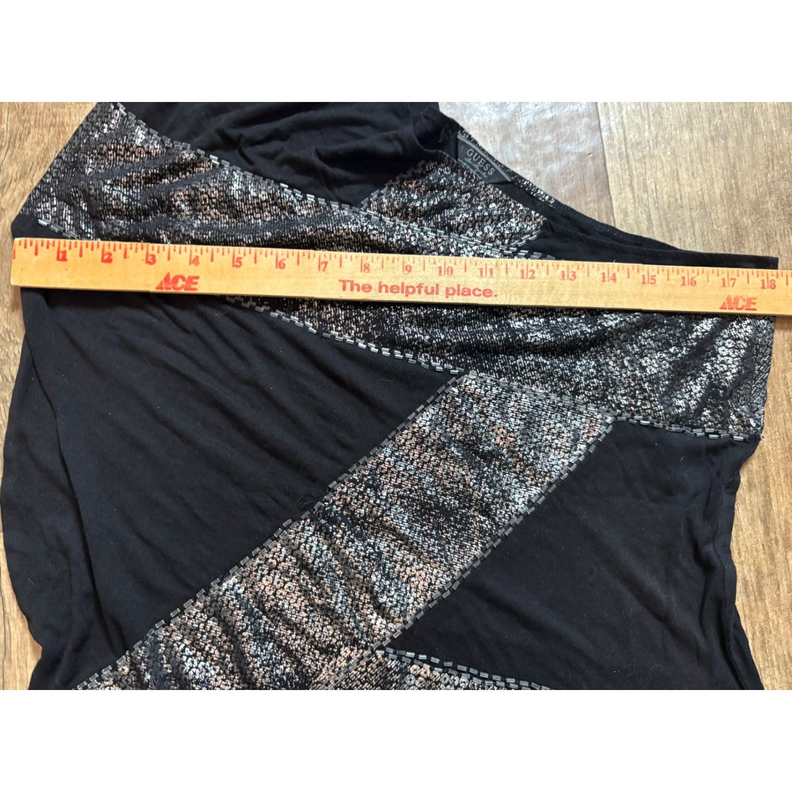 Guess Guess Top Womens Medium BLACK & Silver ONE SHOULDER Blouse Size M / US 6-8 / IT 42-44 - 3 Thumbnail