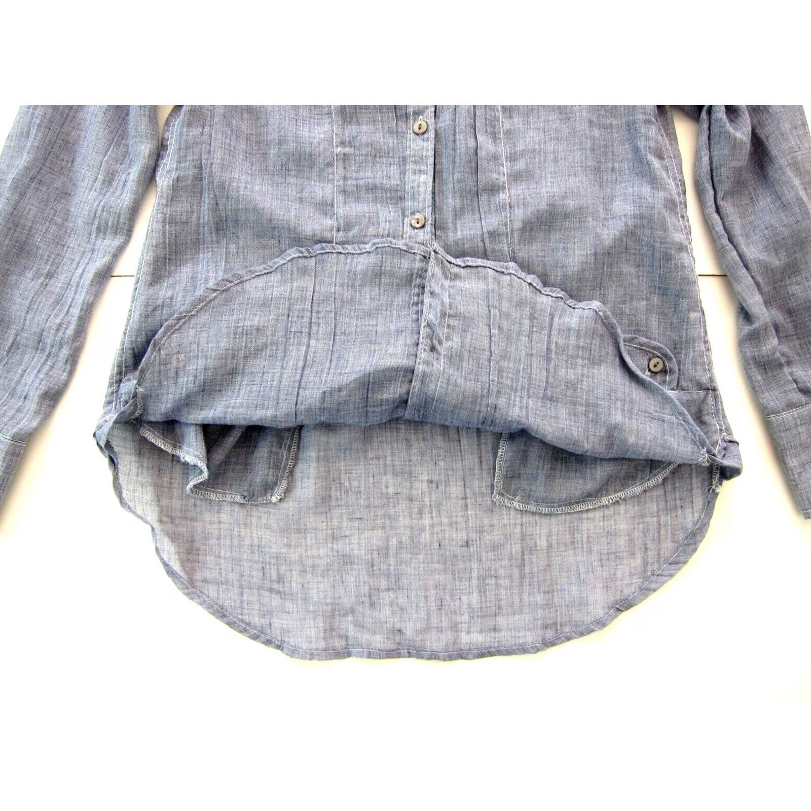 Vintage We The Free Cotton Blue Lightweight Button Down Collar Long Sleeve Blouse XS Womens Size XS / US 0-2 / IT 36-38 - 7 Thumbnail
