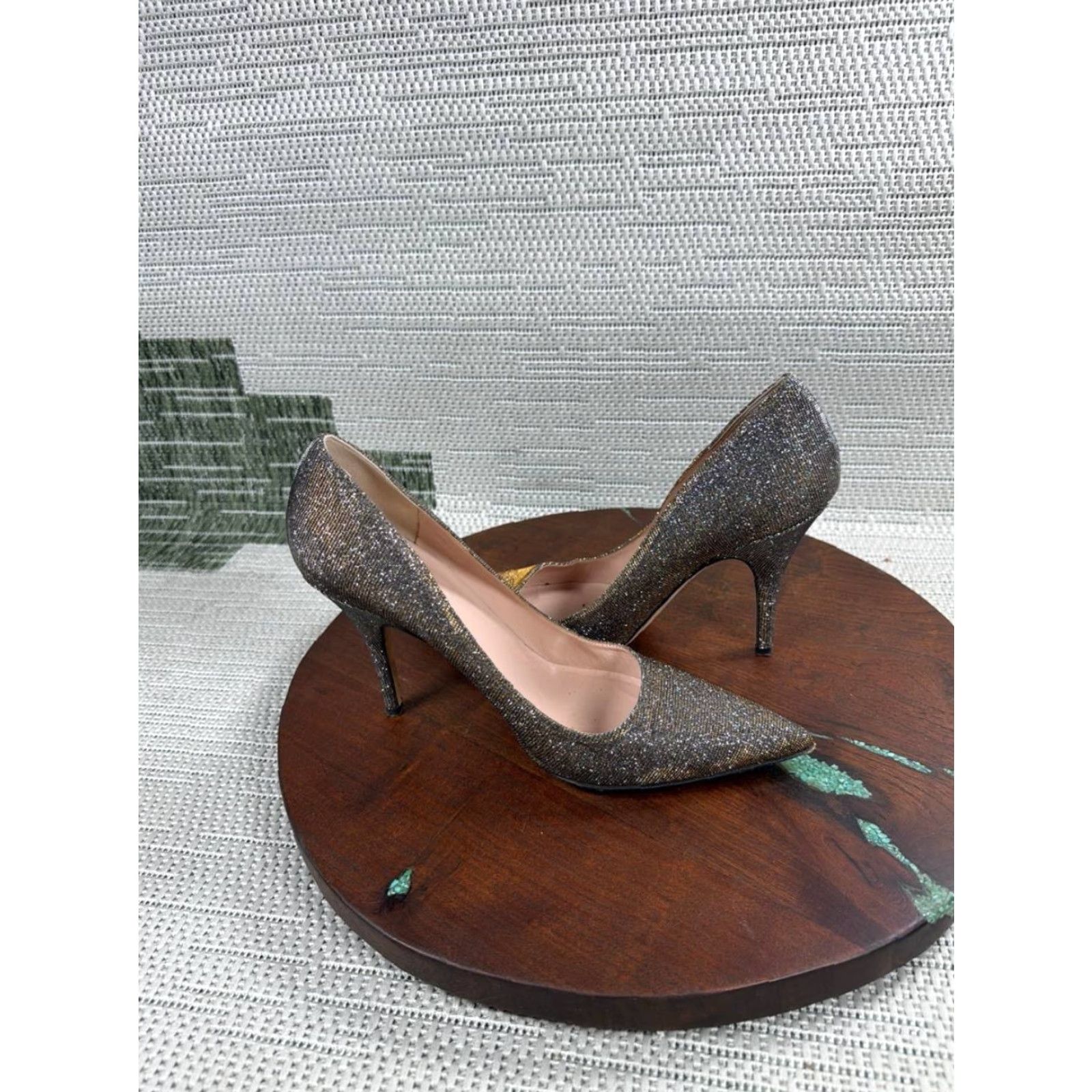 Vintage VINTAGE Kate Spade New York Heels Womens 9 B Licorice Glitter Pump Pointed Toe Size US 9 / IT 39 - 4 Thumbnail