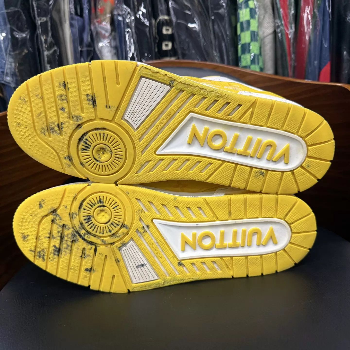 Louis Vuitton LV Trainer White Yellow Embossed 6.5/40.5 Size US 7.5 / EU 40-41 - 9 Thumbnail