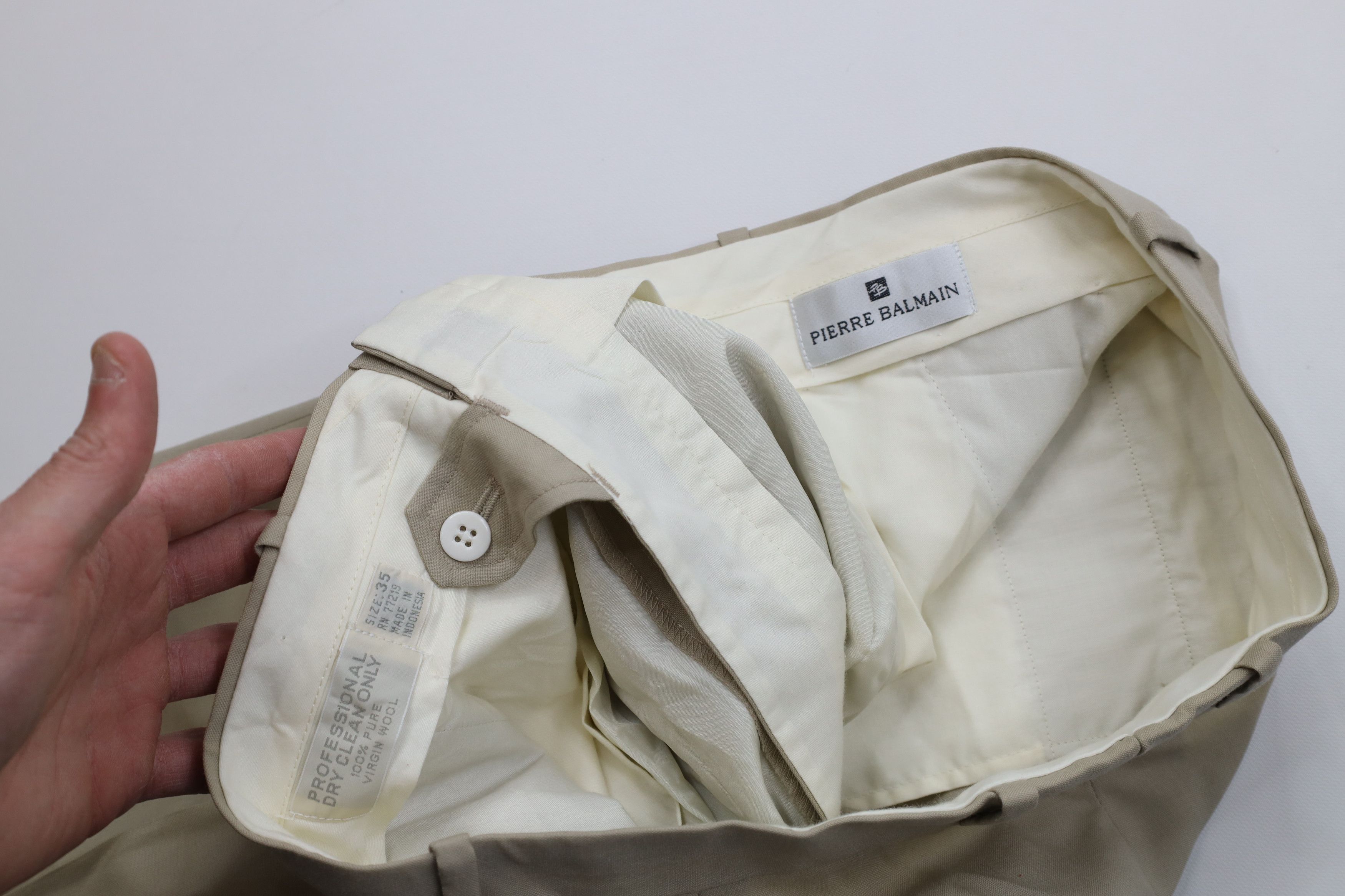 Pierre Balmain Vintage 90s Pierre Balmain Wool Knit Wide Leg Chino Pants Size US 35 - 9 Thumbnail