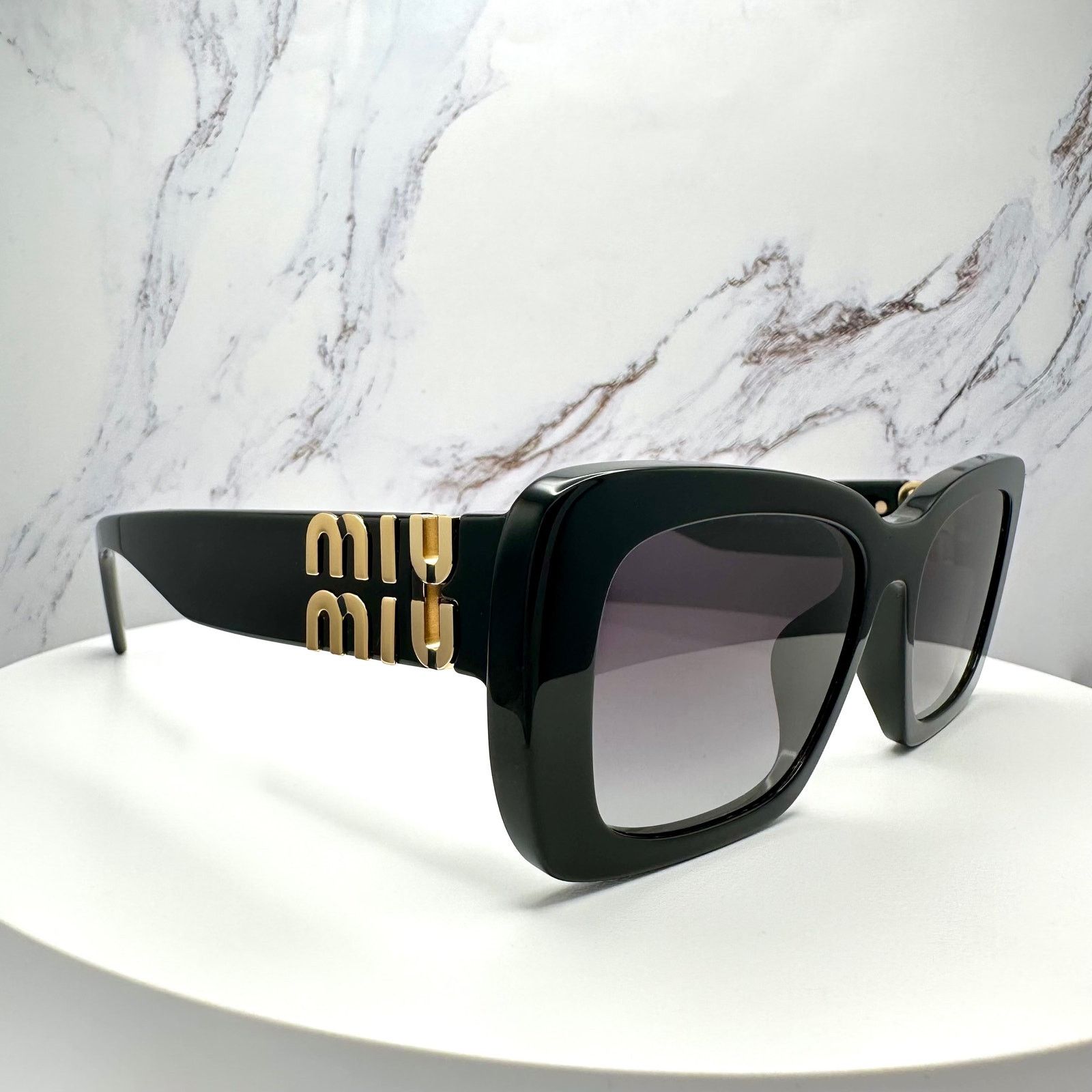 Miu Miu New MIU MIU Sunglasses Black Gold Metal Logo Authentic Size ONE SIZE - 23 Thumbnail