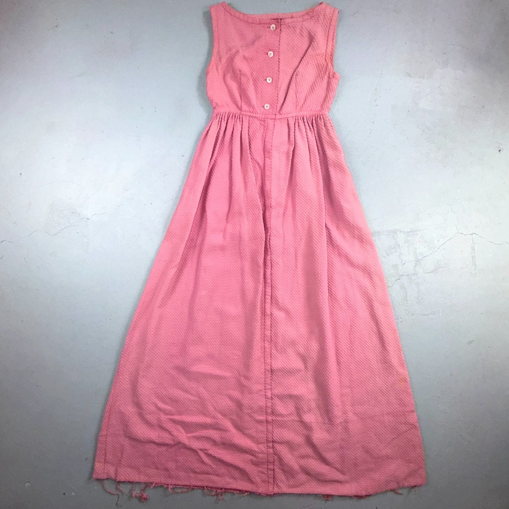 Vintage VTG Dorian Pink Dress Womens 50s Retro 1950s Knee Length Sleeveless Sundress Collared Pullover Size S / US 4 / IT 40 - 2 Thumbnail