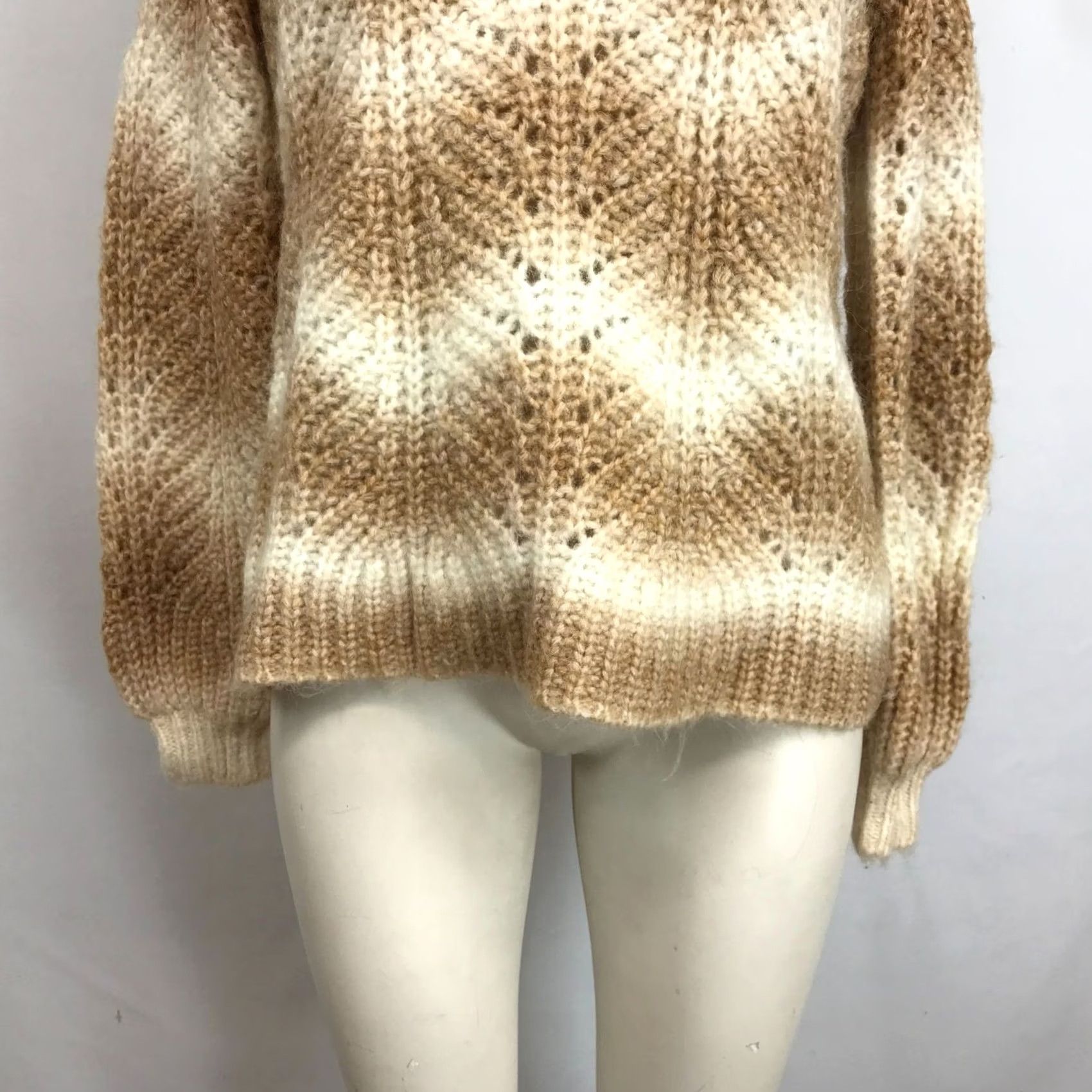 Loft LOFT SWEATER WOMEN'S SMALL BROWN WHITE LONG SLEEVE V NECK PULL-OVER Size S / US 4 / IT 40 - 3 Thumbnail