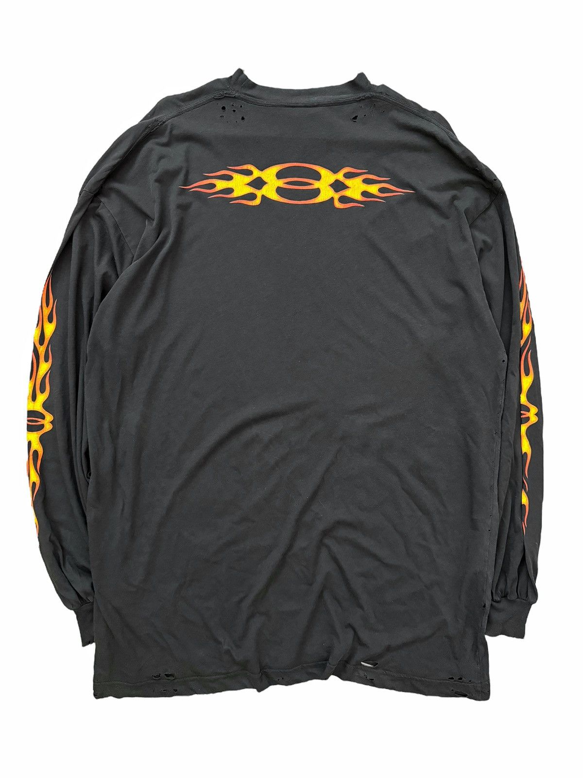 Balenciaga “Vintage” Washed Out Distressed Flame Longsleeve Size US M / EU 48-50 / 2 - 3 Thumbnail