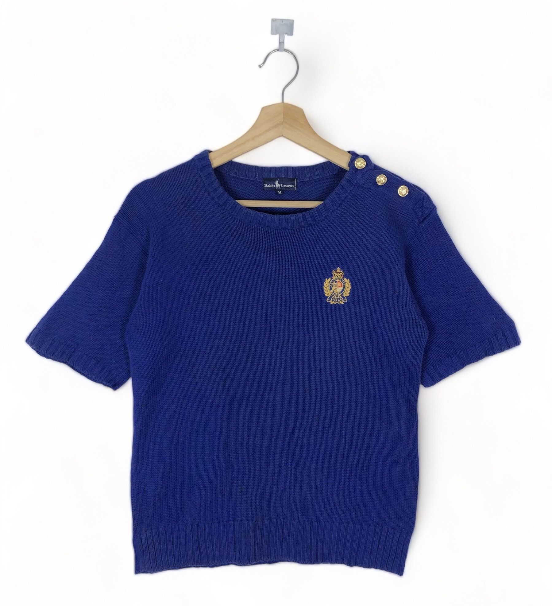 Ralph Lauren × Vintage RARE🔥VINTAGE 90’S RALPH LAUREN MCMLX Vii CROWN KNIT SWEATER Size S / US 4 / IT 40 - 1 Thumbnail