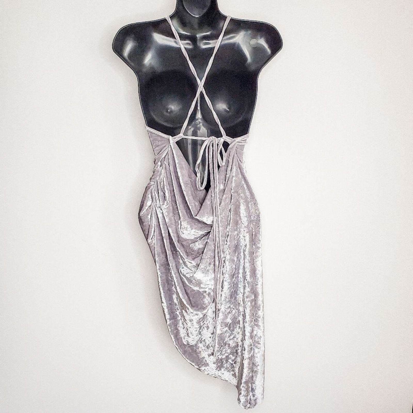 Amanda Uprichard Amanda Uprichard Silver Janet Cowl Neck Open Back Dress Sz S Size S / US 4 / IT 40 - 4 Thumbnail