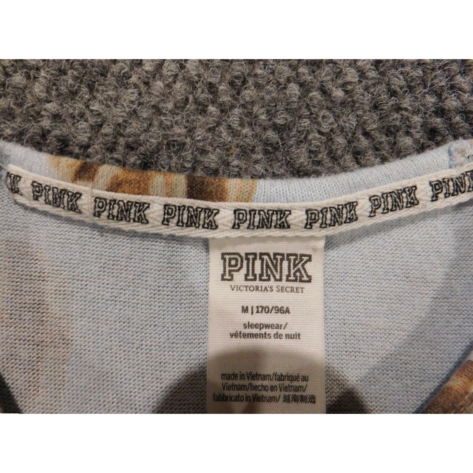Pinko Victoria's Secret PINK Pajama Top Womens Medium M Blue Plaid Rayon Sleepwear Camisole Long Sleeve Cartoon Sleepwear Good Condition Size ONE SIZE - 5 Thumbnail