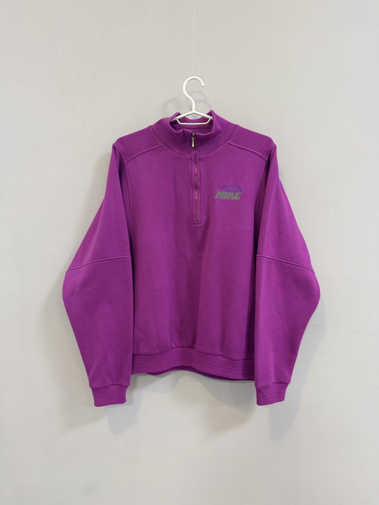Nike × Vintage 90s Nike Swoosh Vintage Y2K 1/4 Zip Oversized Retro Sweater Size US M / EU 48-50 / 2 - 1 Thumbnail