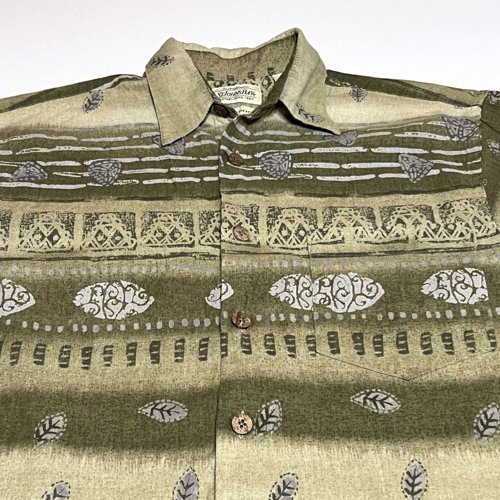Vintage VINTAGE St. John's Bay Shirt Short Sleeve Button Linen Blend Brown Tribal Mens S Size US S / EU 44-46 / 1 - 2 Thumbnail
