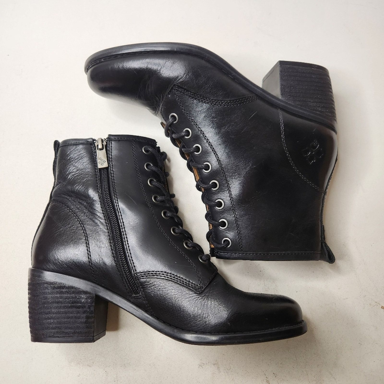 Patricia Nash Patricia Nash Black Sicily Lace Up Heeled Combat Booties 7.5 Size US 7.5 / IT 37.5 - 5 Thumbnail
