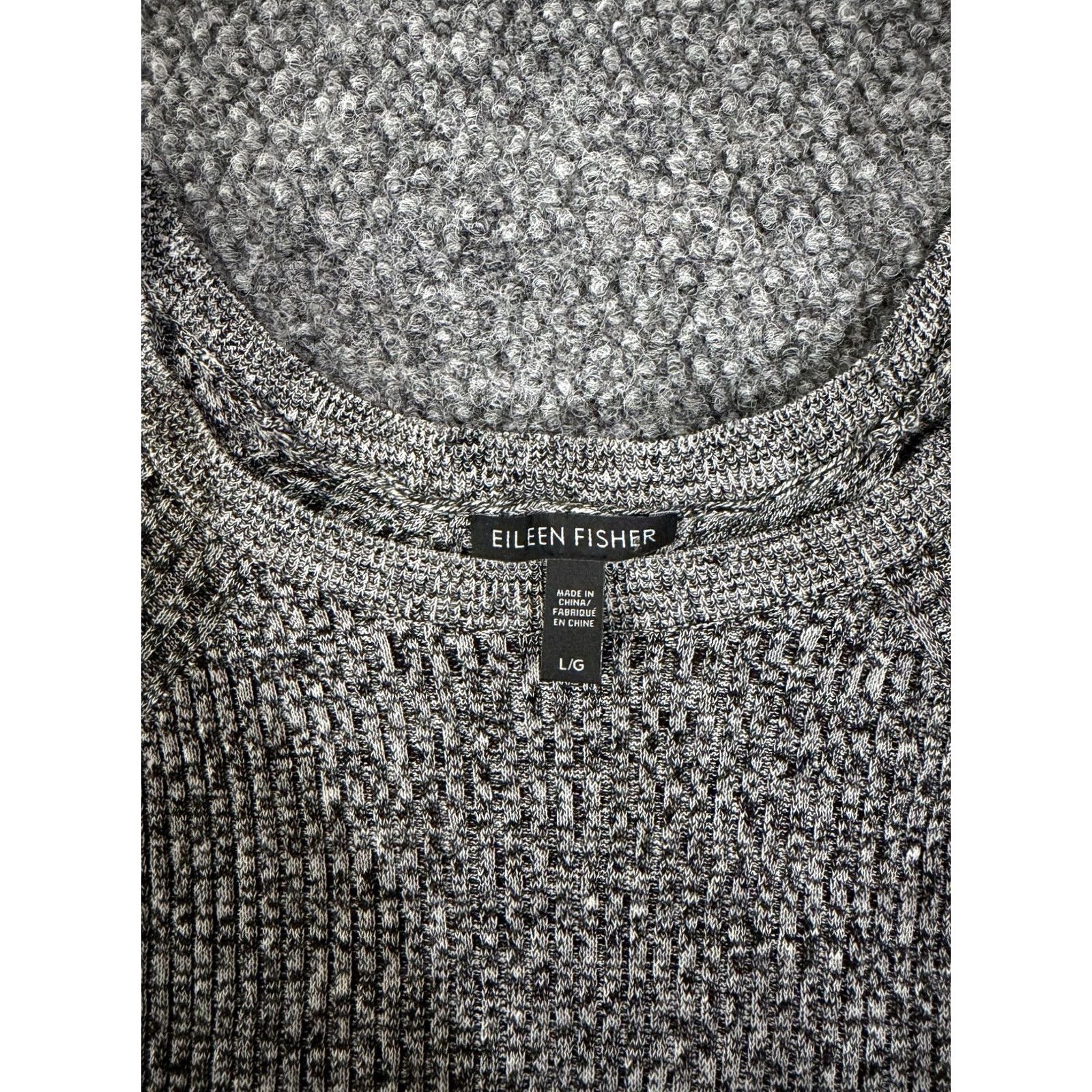 Eileen Fisher Eileen Fisher Knit Sweater Womens L Gray Marled Short Sleeve Pullover Casual Classic Knit Hemp Nylon Breathing Lightweight Size L / US 10 / IT 46 - 3 Thumbnail