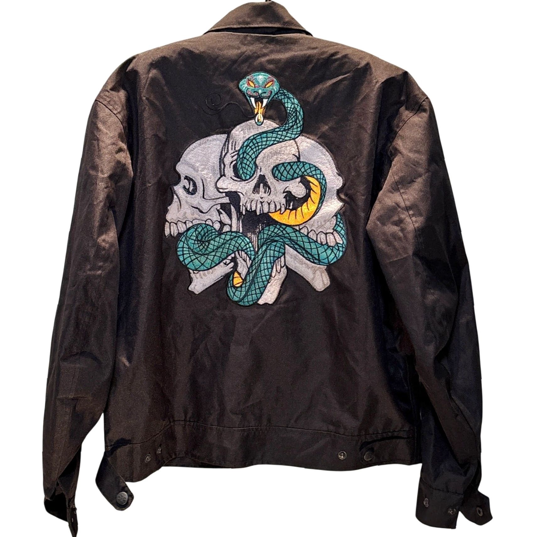 Element Xelement Jacket Mens XL Black Embroidered Skull Motorcycle Full Zip Biker Size US XL / EU 56 / 4 - 2 Thumbnail