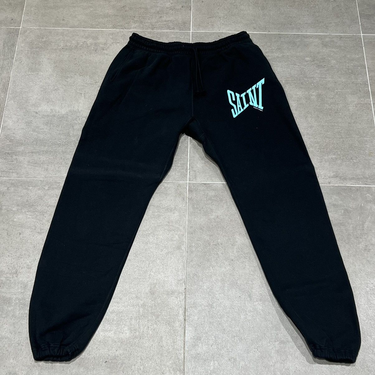 Image of Saint Michael Logo Jogger Sweatpants in Black, Men's (Size 36)