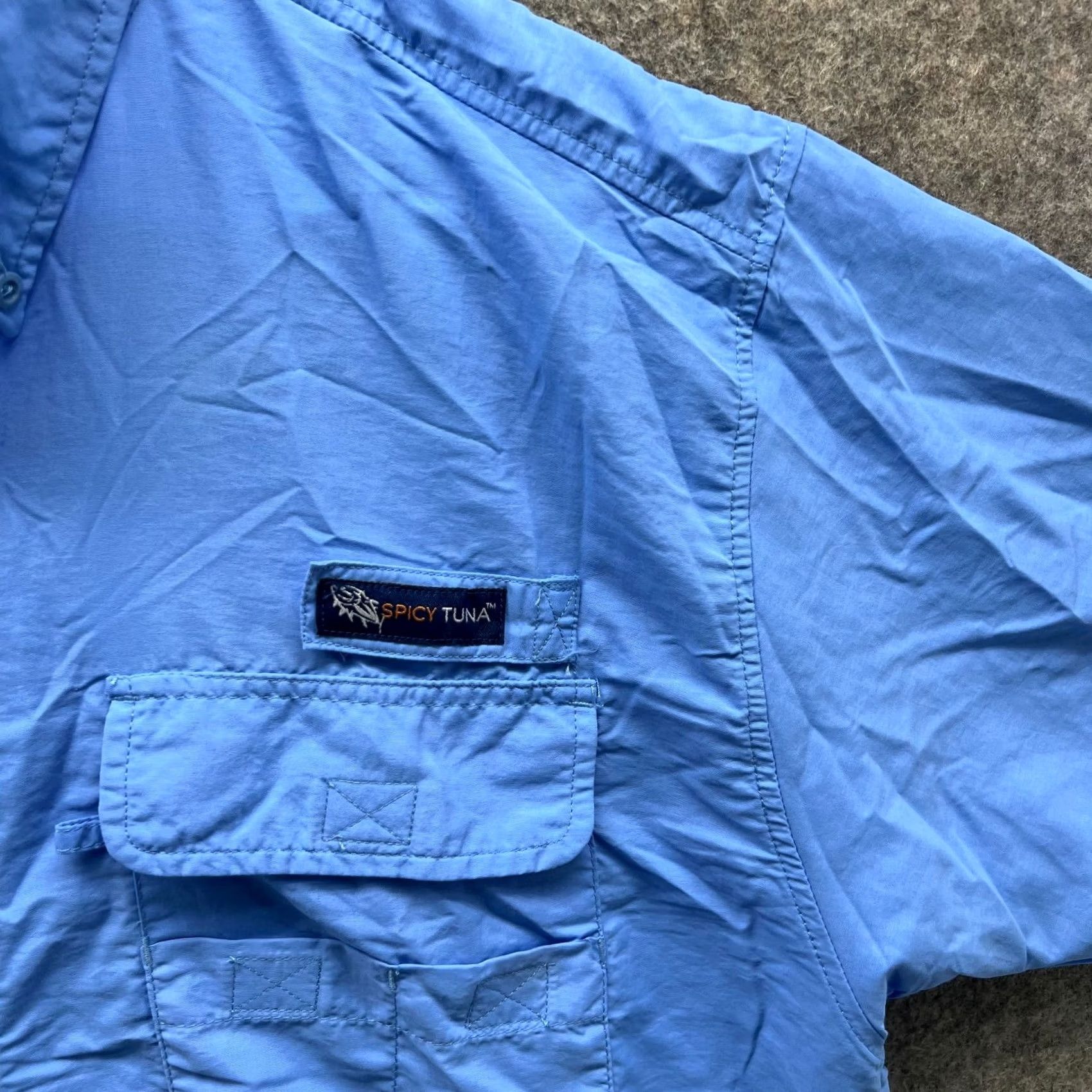 Vintage VINTAGE Spicy Tuna Shirt Men Medium Blue Casual Button Down Vented Fishing Short Sleeve Size US M / EU 48-50 / 2 - 7 Thumbnail
