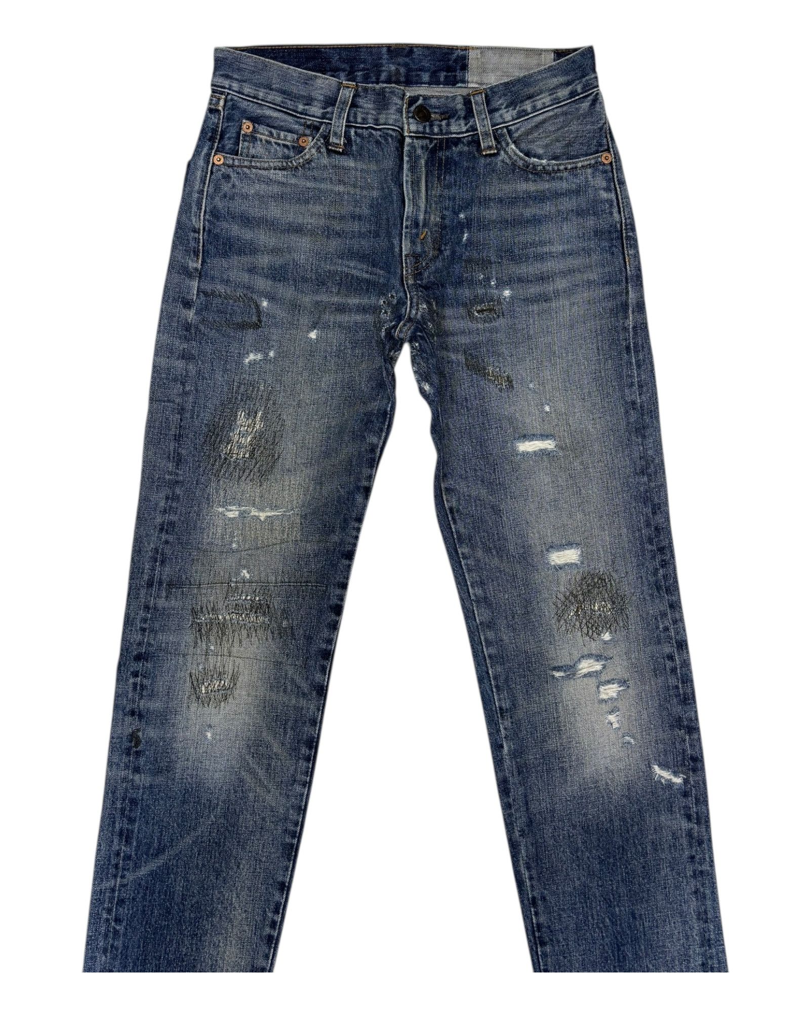 Levi's VINTAGE LEVIS 505 BIG E SELVEDGE DISTRESSED DENIM JEAN Size 27" / US 4 / IT 40 - 3 Thumbnail