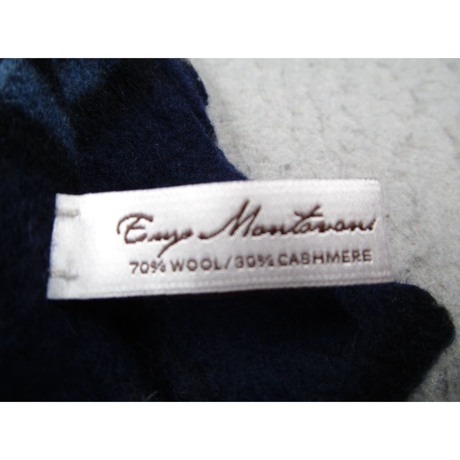 Vintage VINTAGE Enzo Mantovani Men's Plaid Wool Cashmere Blend Scarf One Size Blue Winter Fall Classic Size ONE SIZE - 2 Thumbnail