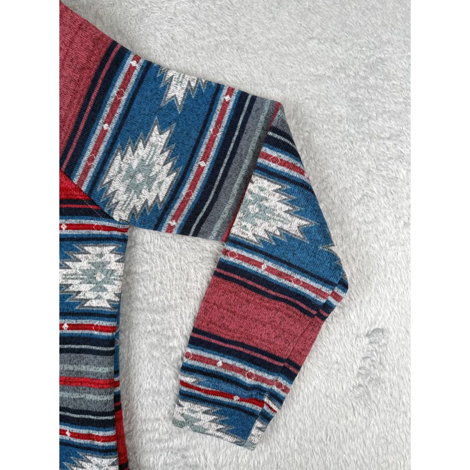 CLOT Brooklyn Cloth Hoodie Womens Small Red Blue Southwest Aztec Pullover Crew Neck Logo Pockets Solid Vintage No N/A Size S / US 4 / IT 40 - 2 Thumbnail