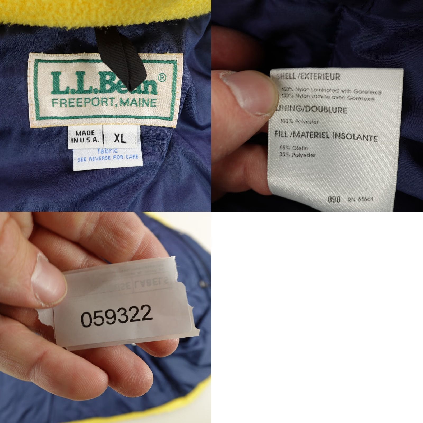 Vintage VINTAGE L.L. Bean Jacket Mens XL Yellow Nylon Rain Coat 90s Insulated Puffer Hooded Water Resistant Windproof Full Zip Size US XL / EU 56 / 4 - 9 Thumbnail