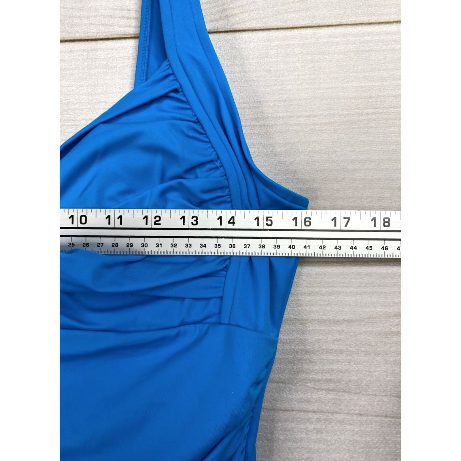 Catalina Catalina XL Blue One Piece Swimsuit Halter Padded Swim Skirt Ruched Vintage 90s Womens Size ONE SIZE - 6 Thumbnail