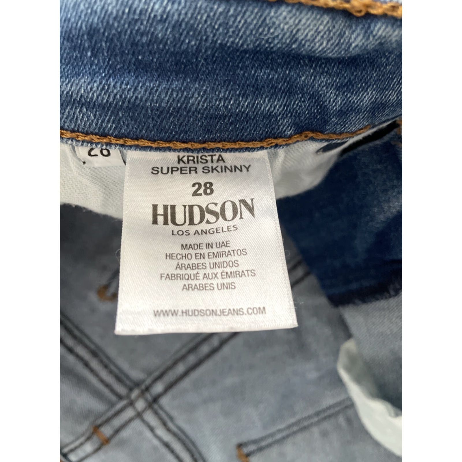 Hudson Hudson Krista Super Skinny Jeans Womens 28 Distressed Denim 30x28 Slim Zip Cotton Blend Blue Logo Inseam 28 Size 28" / US 6 / IT 42 - 5 Thumbnail