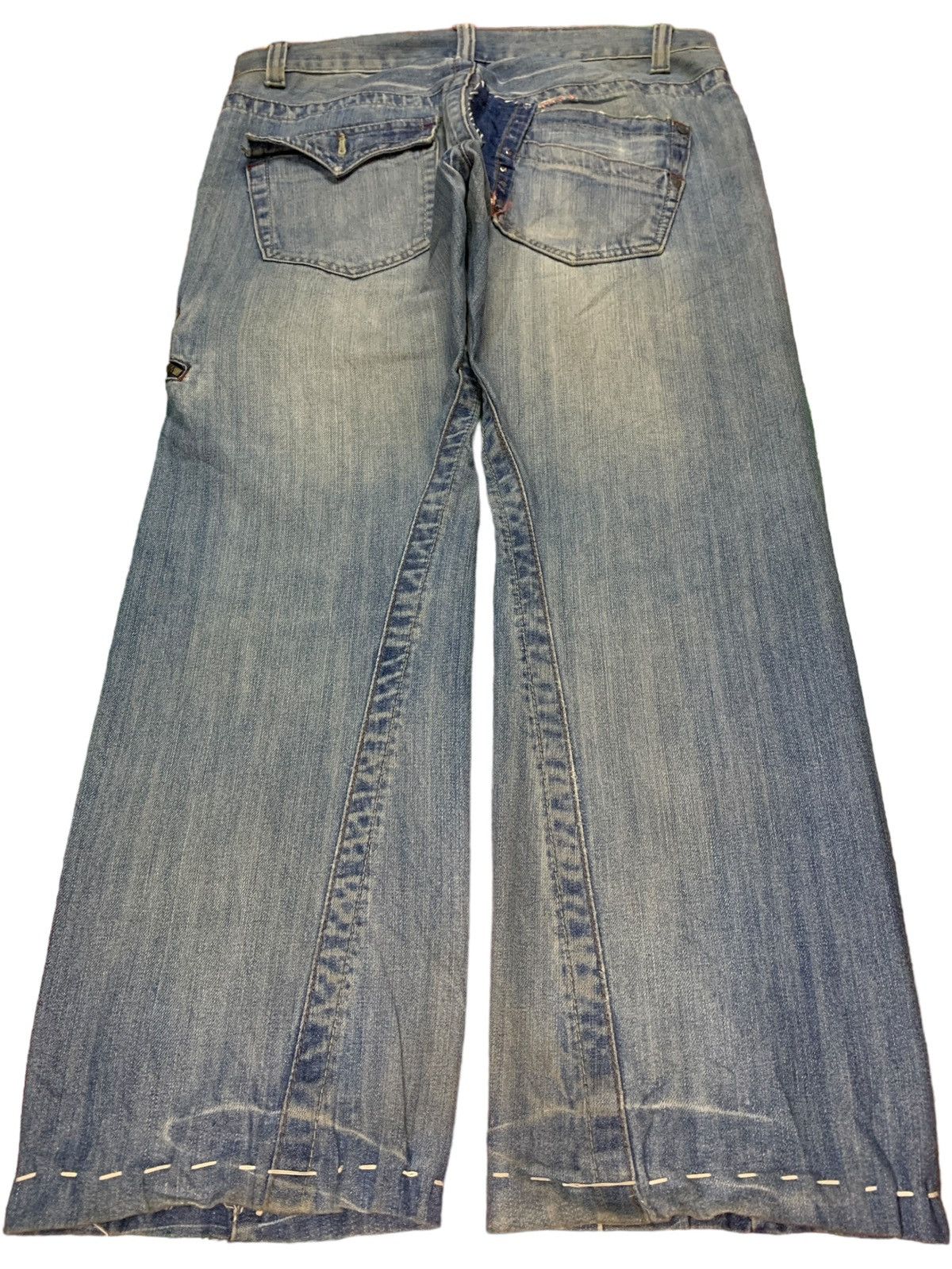 Japanese Brand SALES🔥Vintage Japanese Brand Mud Wash Patched Baggy Jeans Size US 35 - 2 Thumbnail