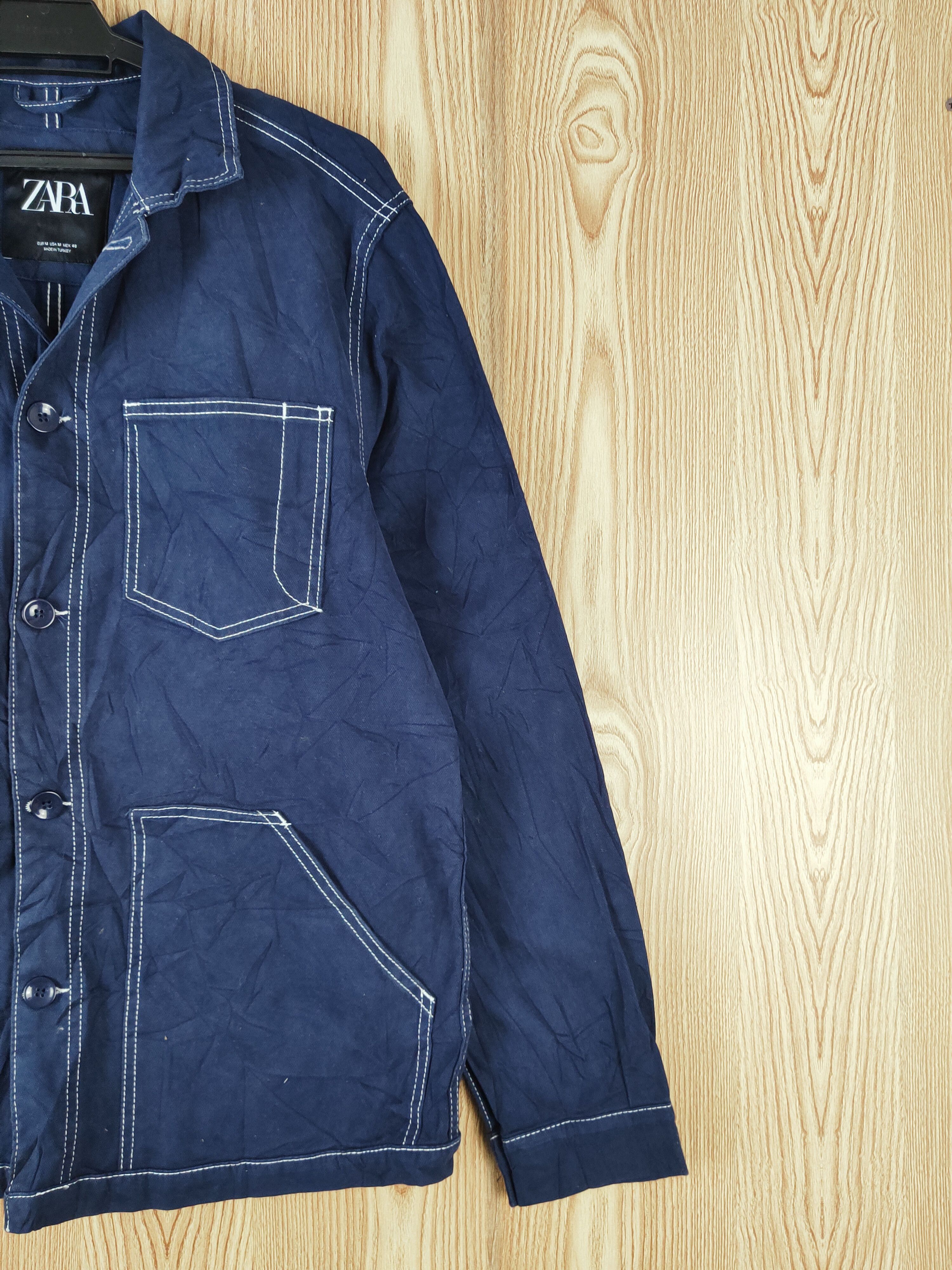 Vintage × Zara Zara Navy Long Sleeve Button Up Shirts (jeans design) Size US M / EU 48-50 / 2 - 6 Thumbnail