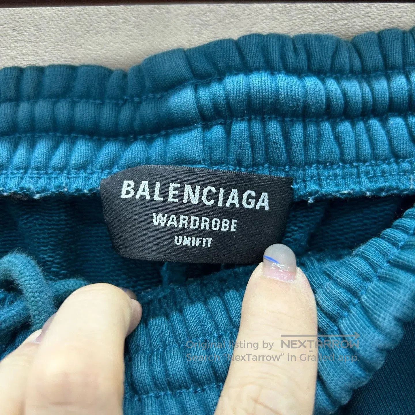 Balenciaga embroidered aqua blue jogger pants. Size 23" - 4 Thumbnail