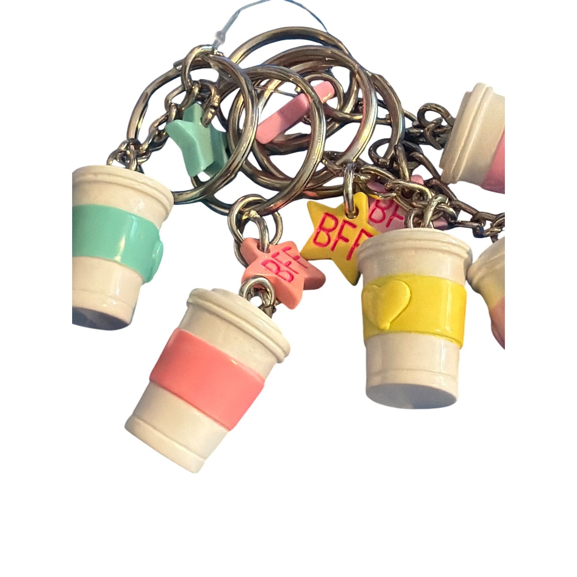Other 5 Keychain Purse Charm Lot BFF Coffee Latte Cup Heart Silver Size ONE SIZE - 2 Thumbnail