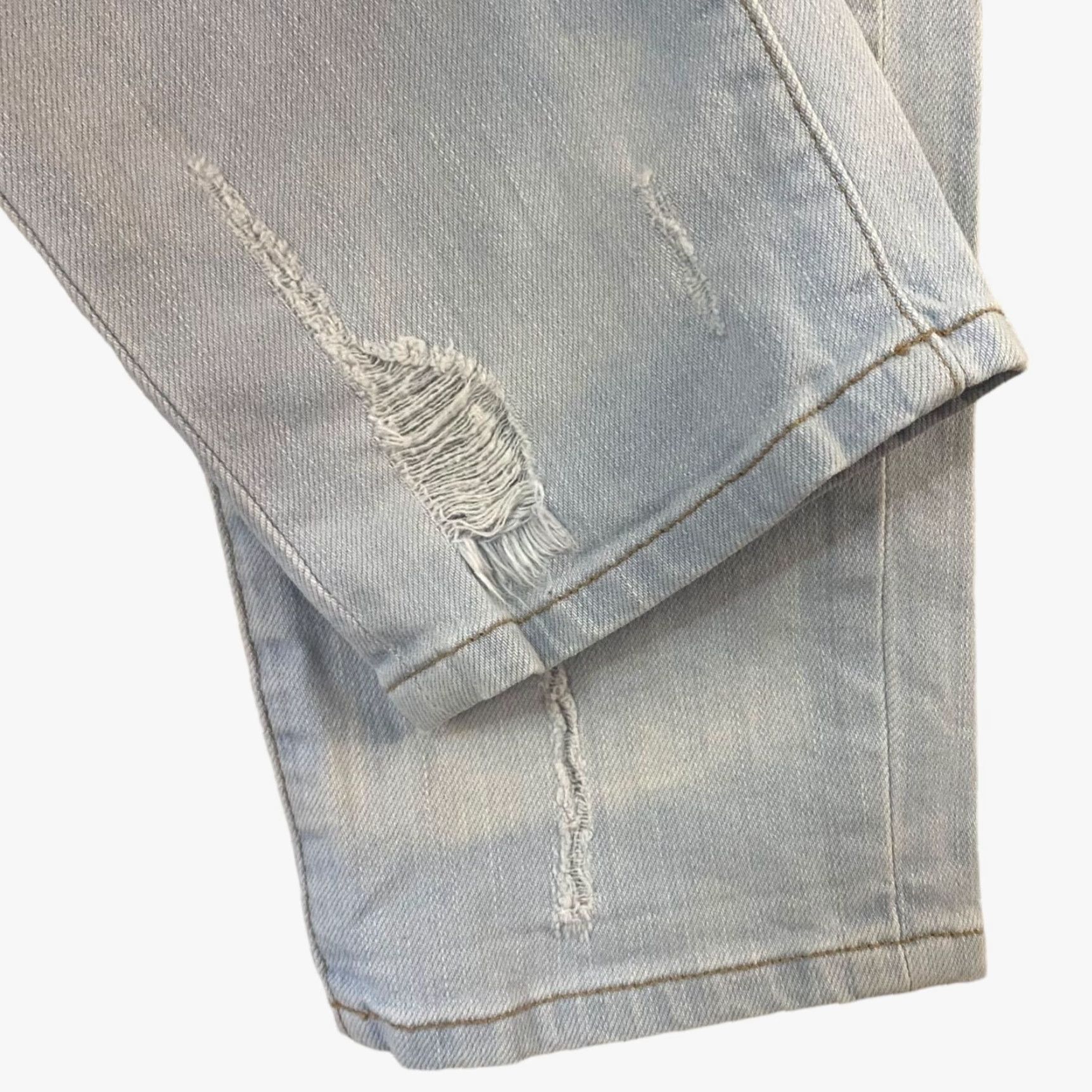 Vintage Current/Elliot The Fling Straight Leg Jeans Distressed Light Denim Women Size 26 Blue Cotton Blend Stretch 5-Pocket Jeans Womens Size 26" / US 2 / IT 38 - 7 Thumbnail