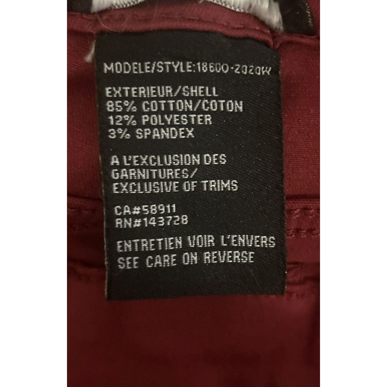 Vintage Tribal Pants Women 12 Burgundy Red Stretch Pull On Ankle Studded Pockets Elastic Waist 27.5" Inseam Straight Casual Modern Size 34" / US 12 / IT 48 - 5 Thumbnail