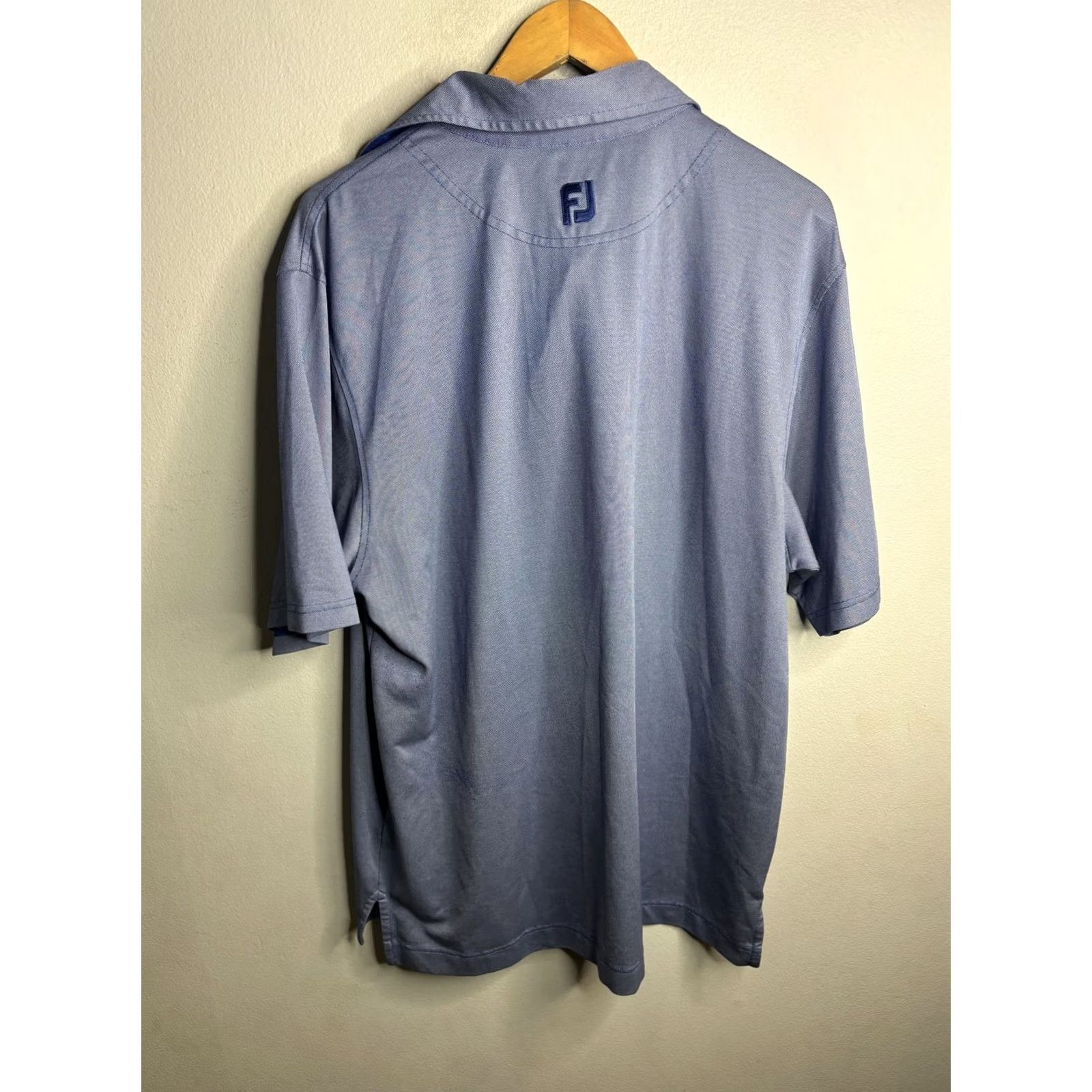 Footjoy FootJoy Golf Polo Shirt Mens Large Blue Geometric Knit Stretch Performance Size US L / EU 52-54 / 3 - 5 Thumbnail