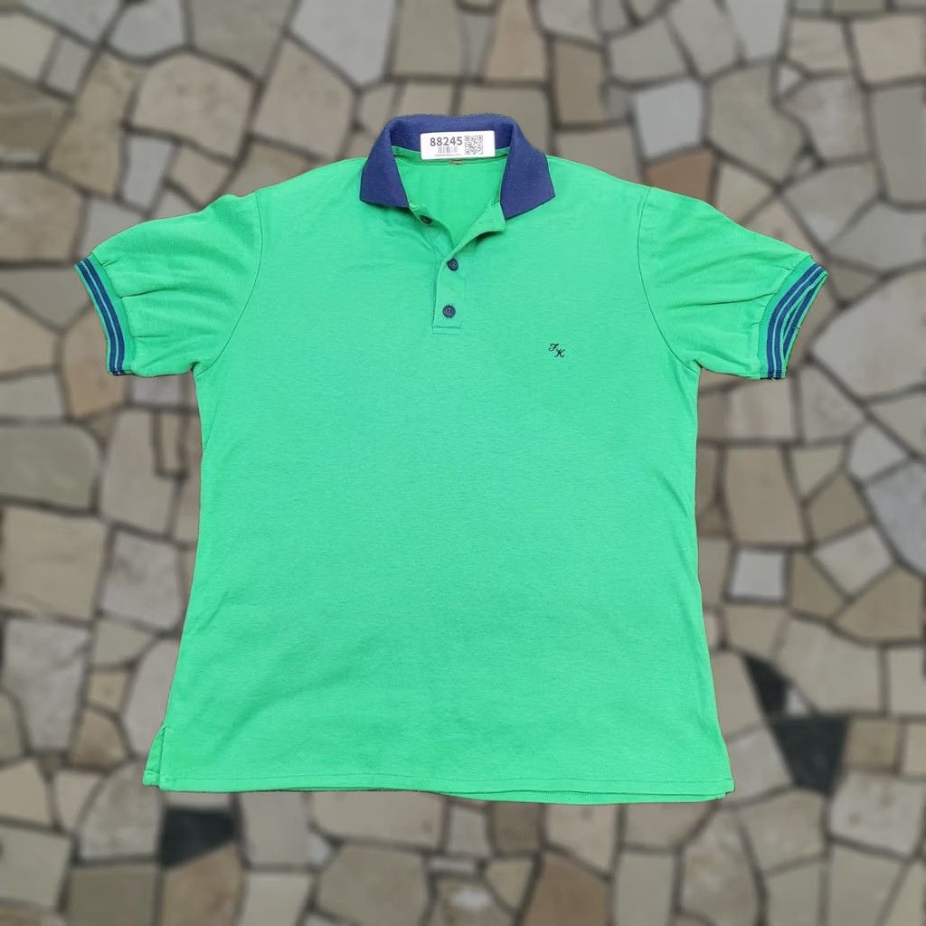 Vintage Vintage 80s MOD Ringer Polo Shirt Small 19x24 Crop Green Blue Size US S / EU 44-46 / 1 - 1 Thumbnail