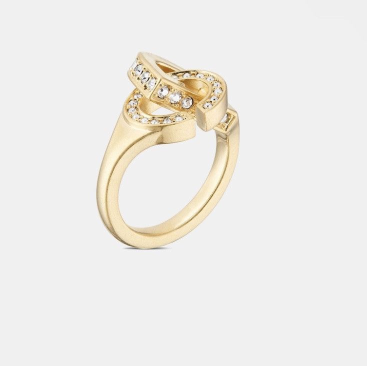 Dior Dior CD LOCK RING Gold-Finish Metal and Silver-Tone Crystal Size ONE SIZE - 1 Thumbnail