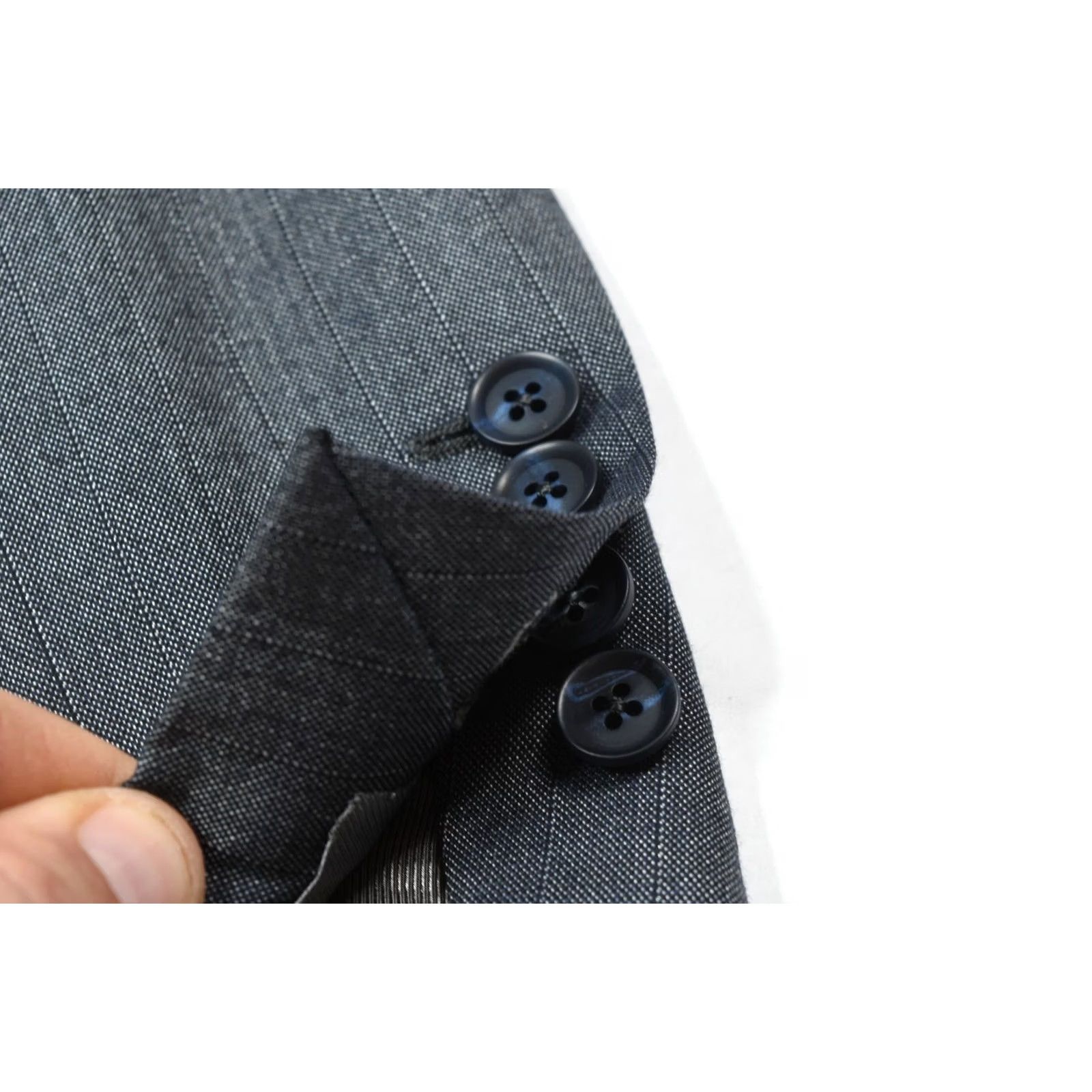 Vintage Adrian Jules SCABAL Diamond Chip Suit 46 Gray Wool Silk 150s Two-Button Mens Size 46R - 7 Thumbnail
